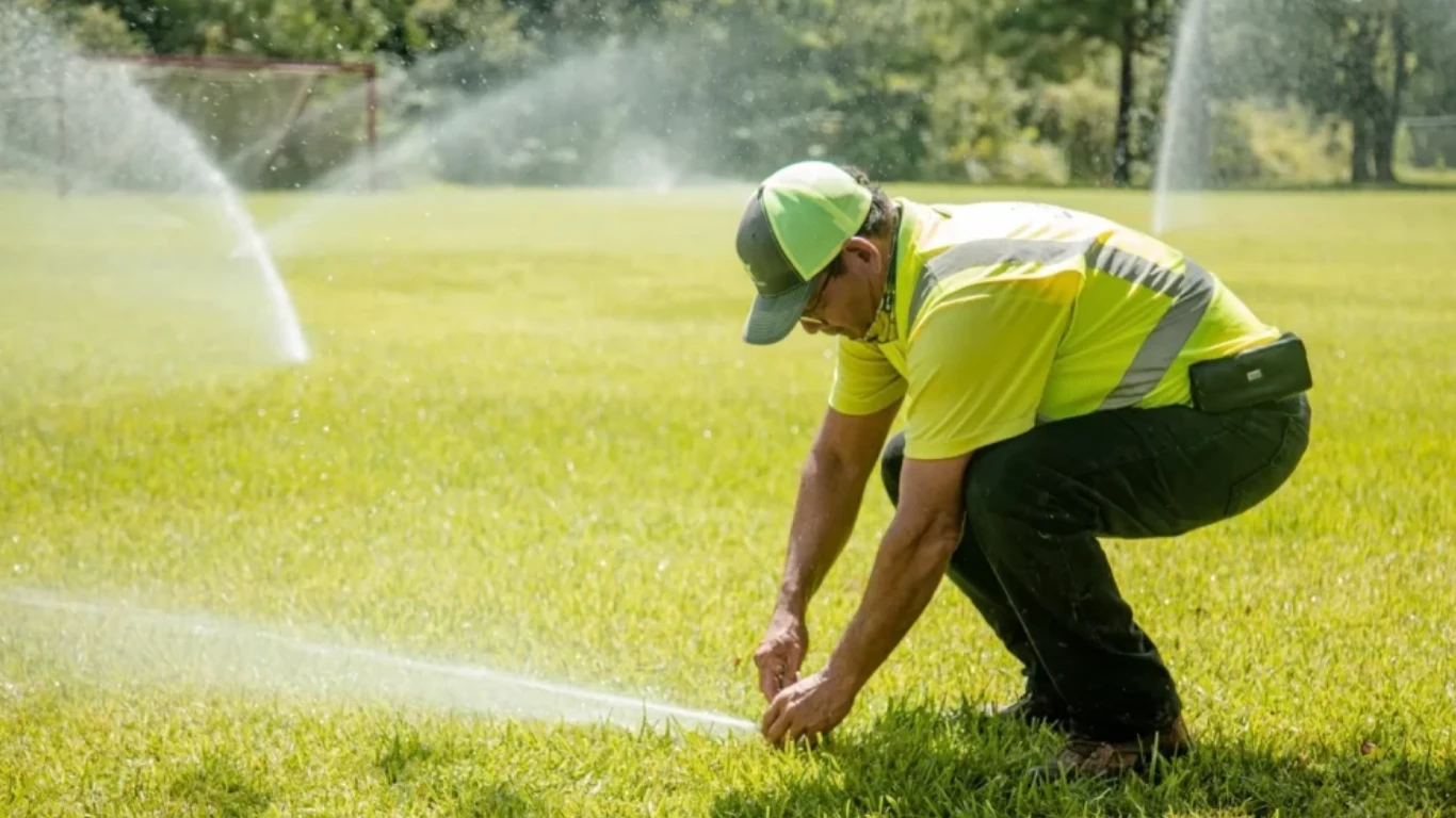 Irrigation Repair Protecting Bushes and Trees